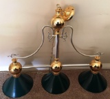 THREE GREEN SHADED CHANDELIER - GREAT FOR OVER POOL TABLE