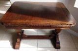 ANTIQUE PULL OUT LEAF ENGLISH DINING ROOM TABLE