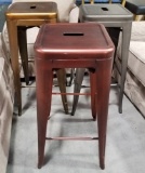 SET OF THREE COLORFUL DESIGNER METAL BARSTOOLS