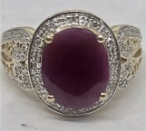 14KT YELLOW GOLD RUBY AND DIAMOND RING