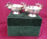 PAIR OF SILVER PLATE DEER BOWLS FROM NEIMAN MARCUS