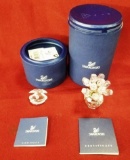 LOT OF TWO SWAROVSKI CRYSTAL PIECES W/ BOX - CLAM & FLOWERS