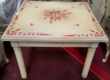 MEXICAN FURNITURE DESIGNER SQUARE END TABLE W/ RED FLOWERS