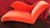 DESIGNER ORANGE FAINTING COUCH - ORIGINALLY PRICED FOR 2150.00