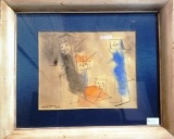 DATED 1955 FRAMED INK & WATERCOLOR ARTWORK