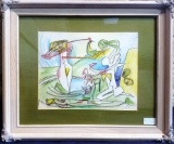 LISTED  ARTIST, ROBERTO MATTA FROM CHILE FRAMED ARTWORK WITH CERTIFICATE