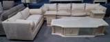 VERY LONG VINTAGE COUCH & LOVESEAT & 3PC TABLE SET