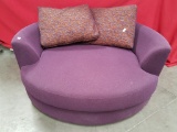 BIG PURPLE DESIGNER ROUND CHAIR/CHAISE W/ PILLOWS