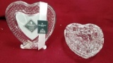 SIGNED WATERFORD CRYSTAL HEART PICTURE FRAME & JEWELRY BOX