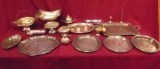 LOT OF ASSORTED SILVER PLATE PLATTERS & BOWLS