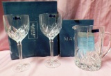 PAIR OF MARQUIS BY WATERFORD GLASSES & MARQUIS PITCHER