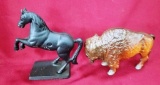 BUFFALO & HORSE CAST IRON BANKS