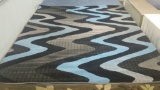 NEW AREA RUG 10' X 8' - GREY, BLUE & BLACK