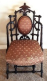 ANTIQUE MAHOGANY OCCASIONAL CHAIR WITH PADDED BACK