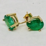 14KT YELLOW GOLD EMERALD EARRINGS