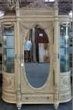 ELEGANT CURVED GLASS WARDROBE WITH SIDE CURIO CABINETS