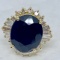18KT WHITE GOLD 10.50CTS SAPPHIRE AND 1.50CTS DIAMOND RING