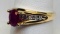 14KT YELLOW GOLD RUBY AND DIAMOND RING