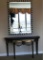 BLACK MARBLE TOP CONSOLE TABLE WITH LARGE MIRROR