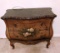 BLACK TOP HAND PAINTED FLORAL COMMODE - NOT MARBLE TOP