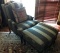 GREY & WHITE WING BACK CHAIR W/ MATCHING OTTOMAN