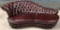 MAGNIFICENT TUFTED BURGUNDY LEATHER CHAISE SOFA/LOUNGE