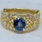 18KT YELLOW GOLD 1.35CTS SAPPHIRE AND .75CTS DIAMOND  RING
