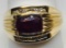 14KT YELLOW GOLD 3.00CTS RUBY AND DIAMOND ACCENT  RING 10.8GRS