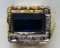 14KT YELLOW GOLD LAB CREATED SAPPHIRE AND DIAMOND RING 11.6GRS
