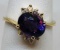 14KT YELLOW GOLD AMETHYST AND DIAMOND RING 3.1GRS