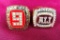 LOT OF TWO REPRODUCTION CHAMPIONSHIP RINGS W/ STANDS