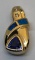14KT YELLOW GOLD TANZANITE AND OPAL INLAY AND DIAMOND PENDANT