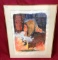 BRASS FRAMED COLORFUL ARTWORK  - SEE PICS FOR DETAILS