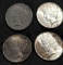 LOT OF (4) PEACE SILVER DOLLARS  - SEE PICS FOR YEARS & CONDITION