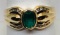 14KT YELLOW GOLD EMERALD AND DIAMOND RING
