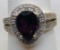 10KT YELLOW GOLD GARNET AND DIAMOND RING
