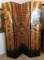 6' TALL 4 PANEL FOLDING SCREEN (BLACK & GOLD COLOR)