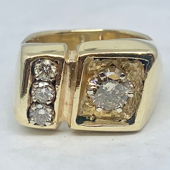 14KT YELLOW GOLD 1.35CTS DIAMOND NUGGET RING