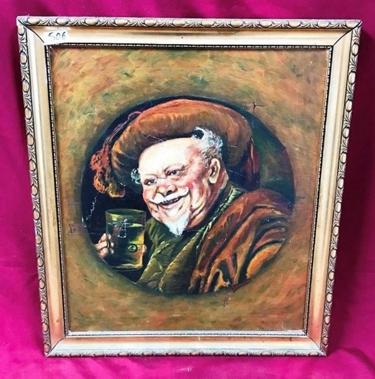 SIGNED CANVAS ARTWORK  - MAN DRINKING