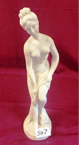 14" TALL NUDE STONE SIGNED SCULPTURE - MADE IN ITALY