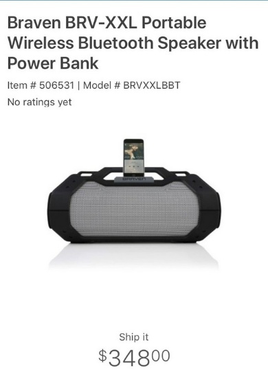 NEW IN BOX BRAVEN HD WIRELESS SPEAKER  - MASSIVE SOUND (348.00 ON-LINE)