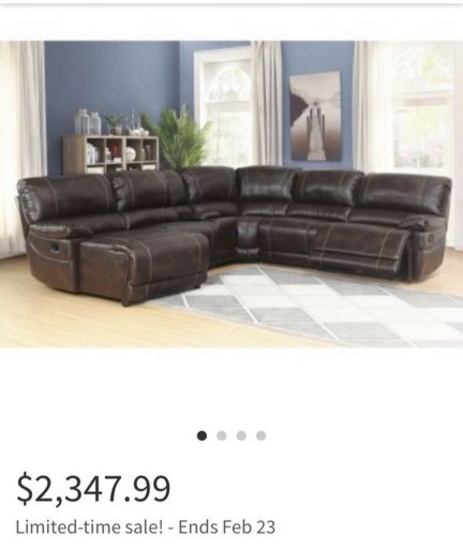 NEW ABBYSON LIVING LEATHER COPPER SECTIONAL  (2347.99 ONLINE)