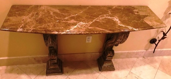 GORGEOUS MARBLE TOP CONSOLE TABLE FROM ESTATE