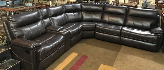 NEW ABBYSON LIVING LEATHER SECTIONAL W/ RECLINERS  ($2,259.00 ONLINE)