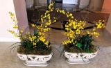 PAIR OF YELLOW FLOWERS DCOR CENTER PIECES