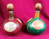LOT OF TWO VINTAGE LEATHER DECANTERS