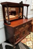 GORGEOUS ANTIQUE MAHOGANY SIDEBOARD WITH MIRRORED BACK