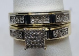 10KT YELLOW GOLD DIAMOND RING SET 4.3GRS