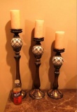 LOT OF THREE HOME DCOR CANDLEHOLDER W/ CANDLES