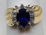 10KT YELLOW GOLD AMETHYST AND DIAMOND RING